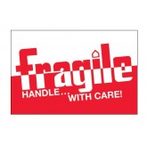 2" x 3" Red & White "Fragile - Handle... With Care!" Labels