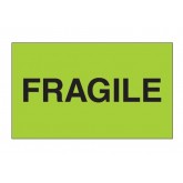 3" x 5" Fluorescent Green "Fragile" Labels