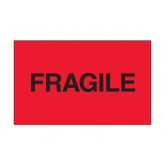 3" x 5" Fluorescent Red "Fragile" Labels