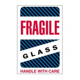 4" x 6" White & Blue, Red, Black Striped "Fragile - Glass - Handle With Care" Labels