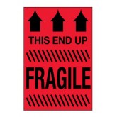2" x 3" Fluorescent Red "This End Up - Fragile" Labels
