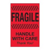 4" x 6" Fluorescent Red "Fragile - Handle With Care" Labels