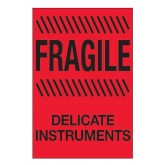 4" x 6" Fluorescent Red "Fragile - Delicate Instruments" Labels