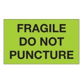 3" x 5" Fluorescent Green "Fragile - Do Not Puncture" Labels