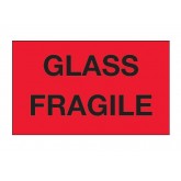 3" x 5" Fluorescent Red "Glass - Fragile" Labels