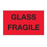 3" x 5" Fluorescent Red "Glass - Fragile" Labels