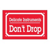 3" x 5" Red with White "Delicate Instruments - Don't Drop" Labels