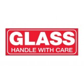1.5" x 4" Red with White "Glass - Handle With Care" Labels