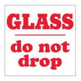 4" x 4" White with Red "Glass - Do Not Drop" Labels