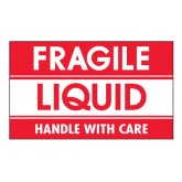 3" x 5" Red & White "Fragile - Liquid - Handle With Care" Labels