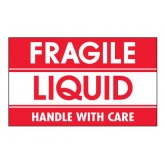 3" x 5" Red & White "Fragile - Liquid - Handle With Care" Labels
