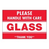 2" x 3" Red & White "Please Handle With Care - Glass - Thank You" Labels