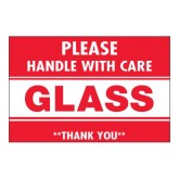 2" x 3" Red & White "Please Handle With Care - Glass - Thank You" Labels
