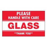 3" x 5" Red & White "Please Handle With Care - Glass - Thank You" Labels