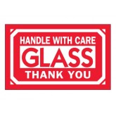 3" x 5" Red & White "Handle With Care - Glass - Thank You" Labels