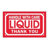 3" x 5" Red & White "Handle With Care - Liquid - Thank You" Labels