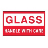 3" x 5" Red & White "Glass - Handle With Care" Labels