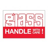 2" x 3" Red & White "Glass - Handle With Care" Labels