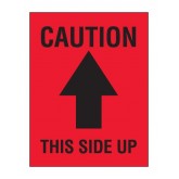 3" x 4" Red with Black "Caution - This Side Up" Arrow Labels