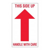 3" x 5" White with Red "This Side Up - Handle With Care" Arrow Labels