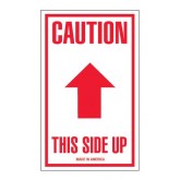 3" x 5" White with Red "Caution - This Side Up" Arrow Labels