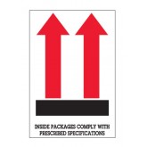4" x 6" White with Red & Black "Inside Packages Comply..." Arrow Labels