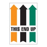 4" x 6" White with Orange & Green & Black "This End Up" Arrow Labels