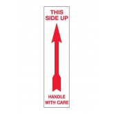 2" x 8" White with Red "Up - Handle With Care" Arrow Labels