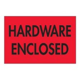 2" x 3" Fluorescent Red "Hardware Enclosed" Labels