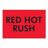 2" x 3" Fluorescent Red "Red Hot Rush" Labels