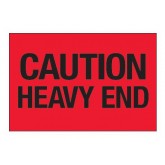 2" x 3" Fluorescent Red "Caution - Heavy End" Labels