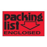 3" x 5" Fluorescent Red "Packing List Enclosed" Labels