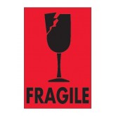 2" x 3" Fluorescent Red "Fragile" Labels