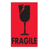 3" x 5" Fluorescent Red "Fragile" Labels
