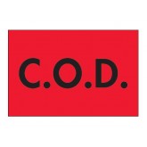 2" x 3" Fluorescent Red "C.O.D." Labels