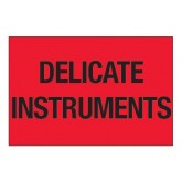 2" x 3" Fluorescent Red "Delicate Instruments" Labels