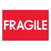 2" x 3" Red with White "Fragile" High Gloss Labels