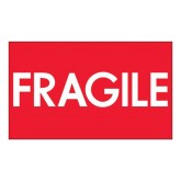 3" x 5" Red with White "Fragile" High Gloss Labels