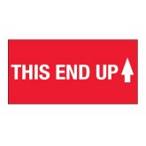 2" x 4" Red with White "This End Up" High Gloss Labels