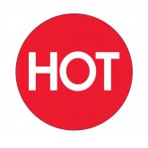 2" Circle Red with White "Hot" High Gloss Labels
