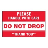 3" x 5" Red & White "Do Not Drop - Please Handle With Care" Labels
