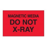 3" x 5" Fluorescent Red "Magnetic Media Do Not X-Ray" Labels
