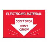 2" x 3" Red & White "Don't Drop Don't Crush - Electronic Material" Labels