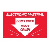 3" x 5" Red & White "Don't Drop Don't Crush - Electronic Material" Labels