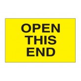 3" x 5" Fluorescent Yellow "Open This End"  Labels