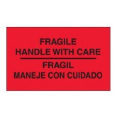3" x 5" Fluorescent Red "Fragil - Maneje Con Cuidado" Bilingual Labels