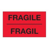 3" x 5" Fluorescent Red "Fragil" Bilingual Labels