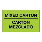 3" x 5" Fluorescent Green "Mixed Carton - Carton Mezclado" Bilingual Labels