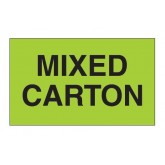3" x 5" Fluorescent Green "Mixed Carton" Labels