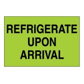 2" x 3" Fluorescent Green "Refrigerate Upon Arrival" Labels